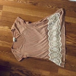 SELFEE LIGHT PINK LACE ACCENT TUNIC TOP SIZE L